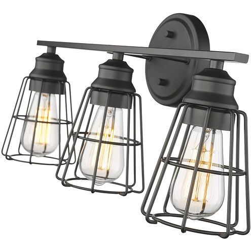 None 3 Light 22.88 inch Matte Black Bathroom Vanity Light Wall Light